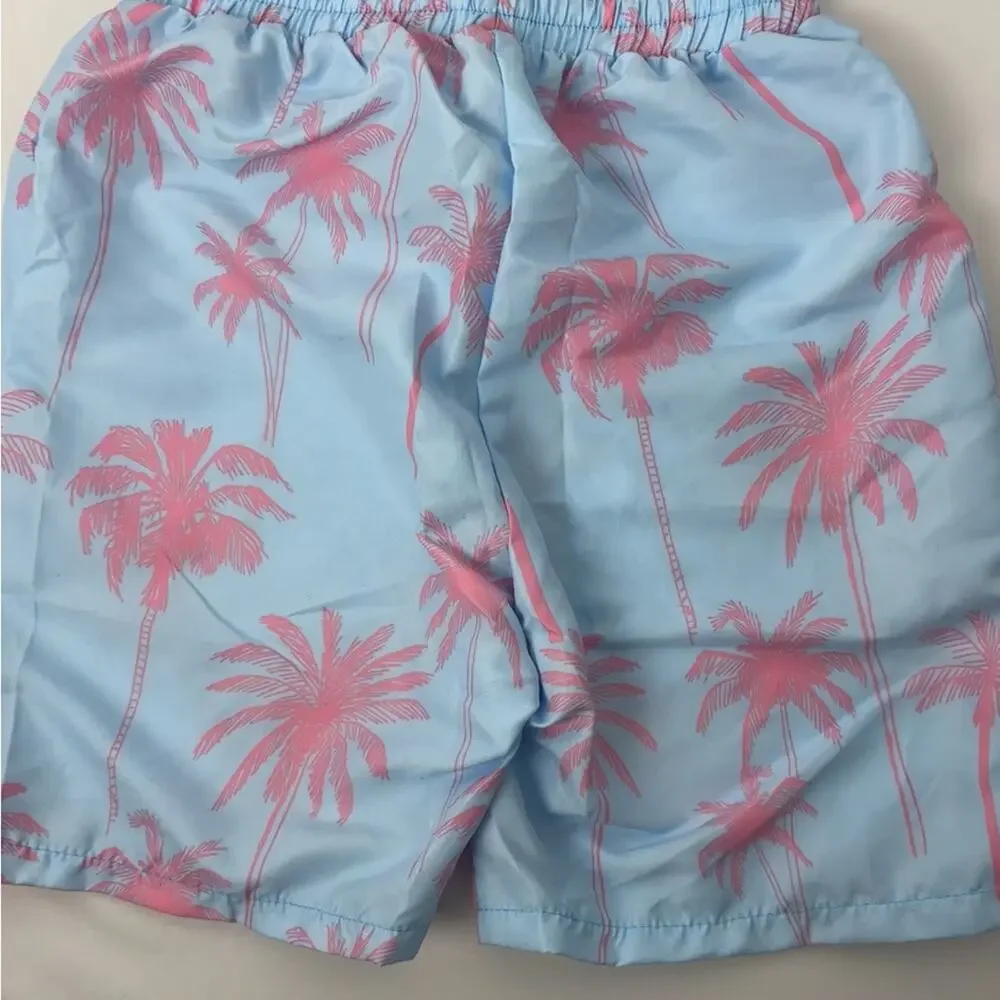 NWOT Kids unisex Palm Tree Print Swim Trunks, 10Y